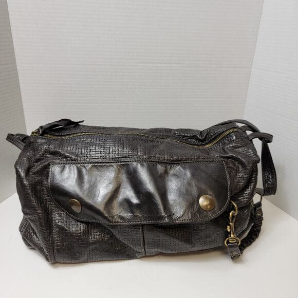 Aleya New York Genuine Woven Leather Brown Shoulder Purse Bag Vintage Travel - Picture 2 of 12